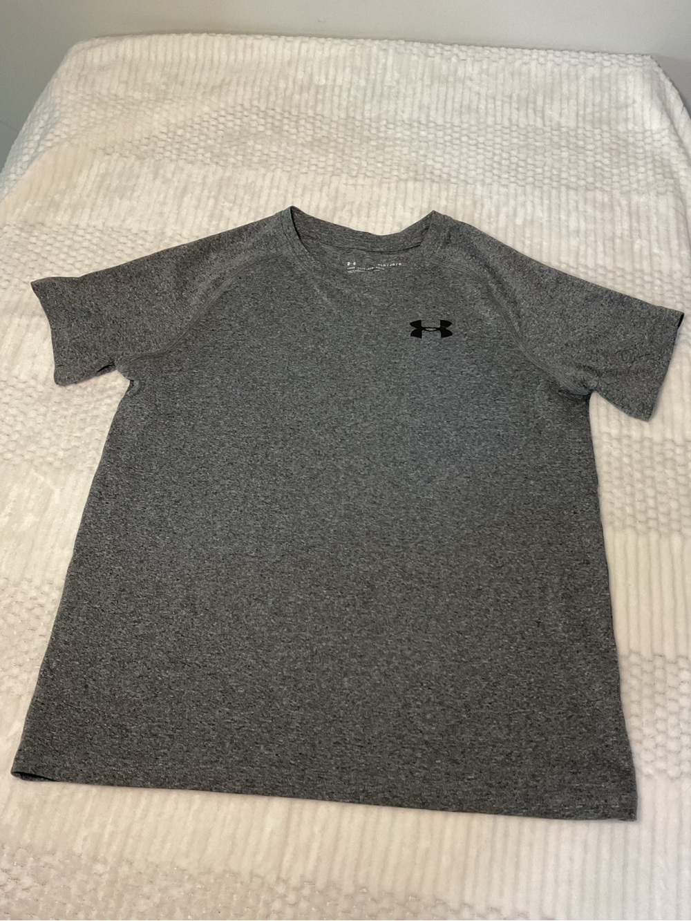 Under Armour Youth Short Sleeve Tech Tee - Heather Gray with Black Logo size YLG